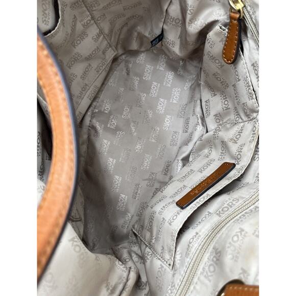 Michael Kors Authenticated Jet Set Canvas Leather 38t2xttt2j Beige Brown Tote - Picture 12 of 15